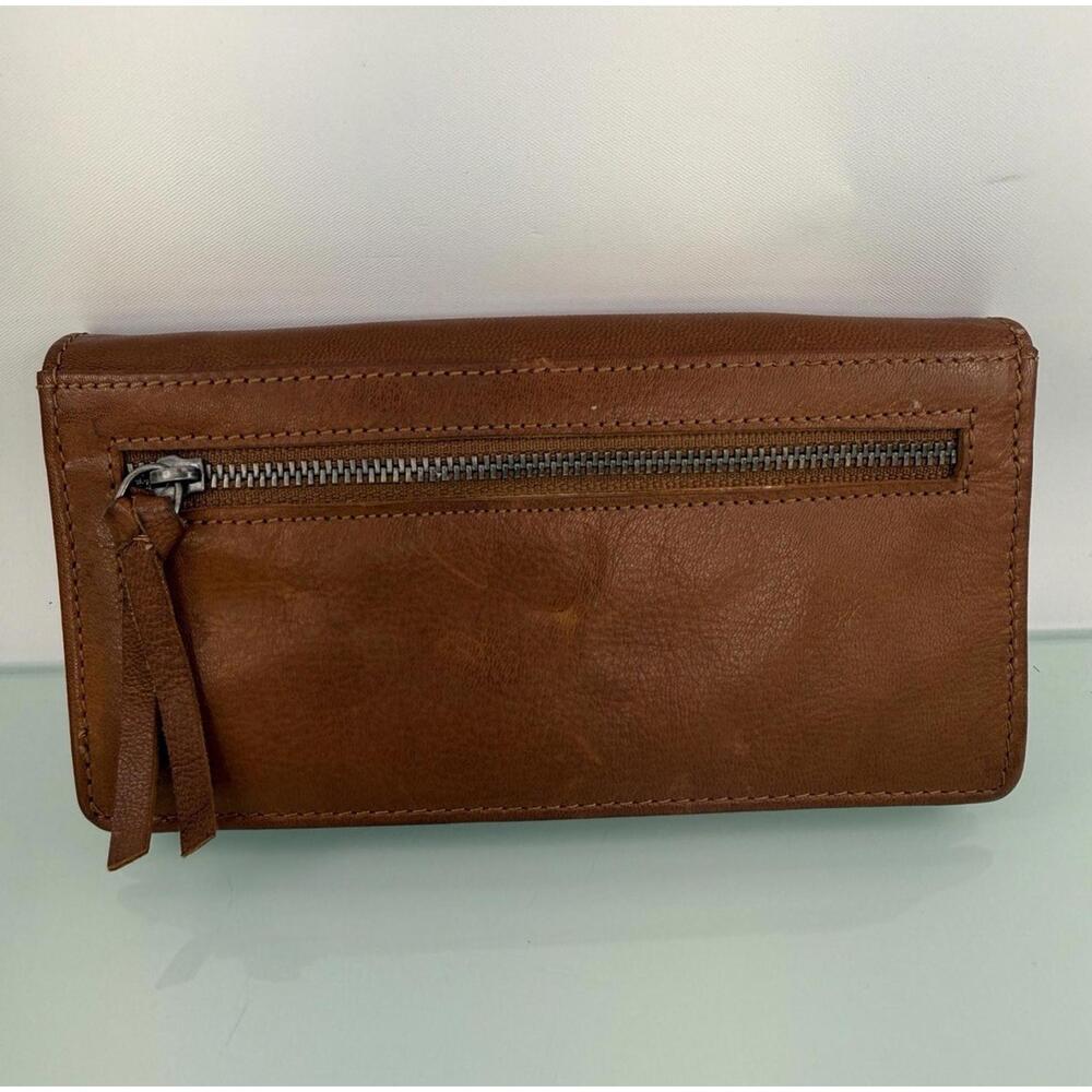 Spikes & Sparrow Brown Leather Accordion Wallet Vintage Boho Organizer clutch - Picture 2 of 9